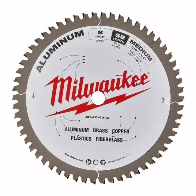 MILWAUKEE Circular Saw Blade Metal 203mm 58 Carbide Teeth - 48404345
