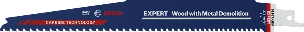 Lame scie sabre Bosch Expert S 1167 XHM 225 mm démolition bois métal carbure
