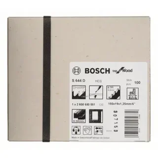 BOSCH S644D Reciprocating Saw Blade Wood 150mm HCS x100