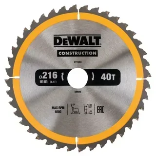 Lama Sega Circolare DEWALT 216x30 mm 40 Denti DT1953 Legno Casseratura