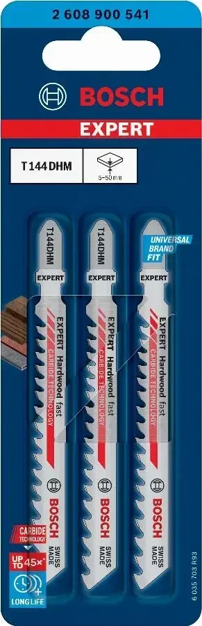 Lama per seghetto alternativo BOSCH Expert Wood Hard T114DHM 100mm carburo - Confezione 3 pezzi