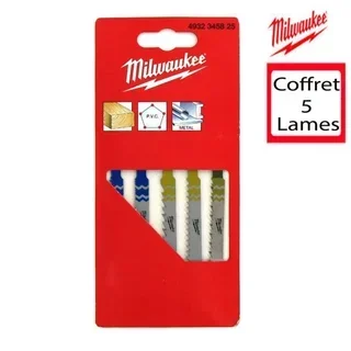Pack 5 lames scie sauteuse Milwaukee bois métal PVC 4932345825
