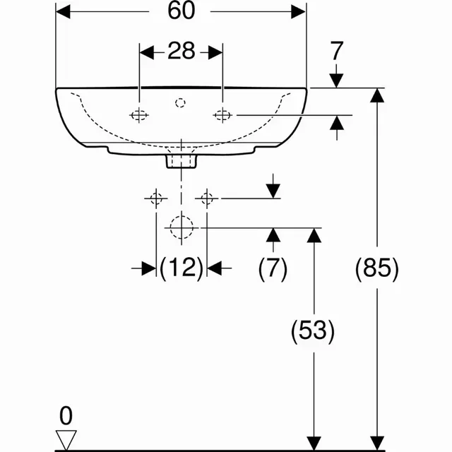 Lavabo Bastia GEBERIT 501.606.00.1 avec équerres de montage et consoles porte-serviettes