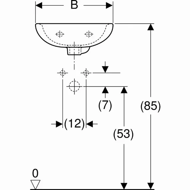 Lave-mains Geberit Bastia 40 cm trop-plein asymétrique apparent