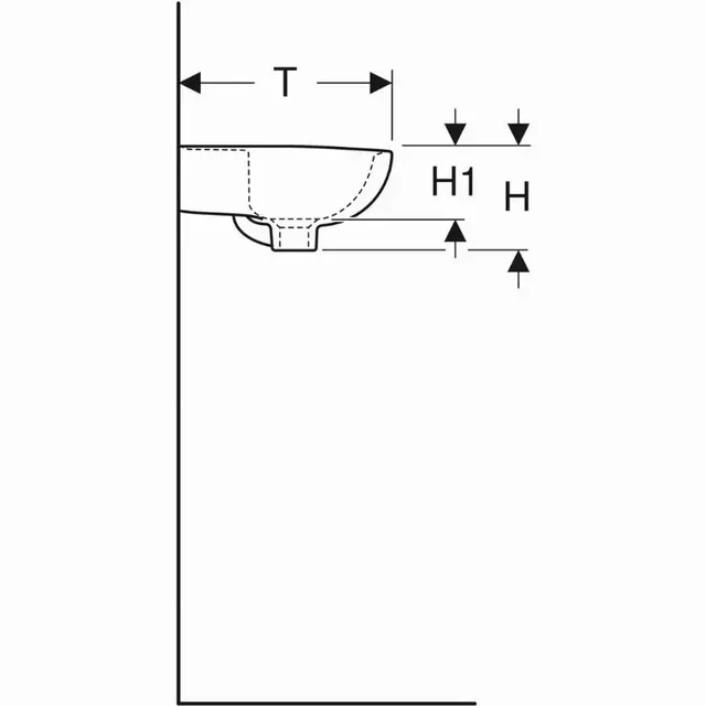 Lavabo Geberit Bastia 45 cm bianco con troppopieno asimmetrico