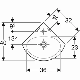 Lavabo ad angolo Bastia GEBERIT compatto per WC