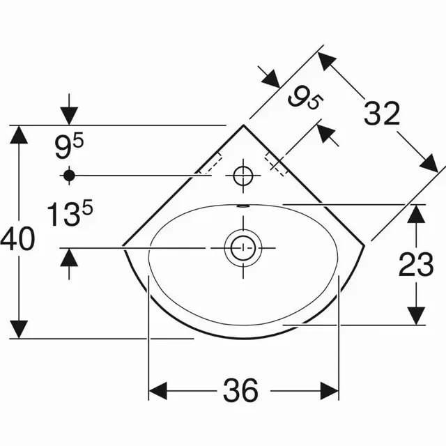 Lavabo ad angolo Bastia GEBERIT compatto per WC