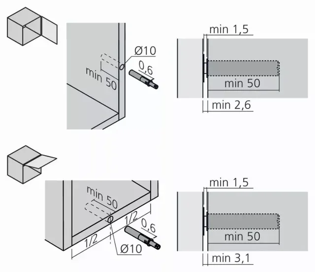 Loqueteau à bascule court LMC LOQ1004 Tip-On pour porte en applique