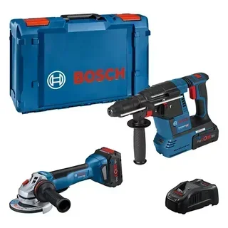 Bosch 18V Tool Set 2 Pieces: GWS 18V-10 P Angle Grinder + GBH 18V-26 Rotary Hammer with 2x 5.5Ah Batteries