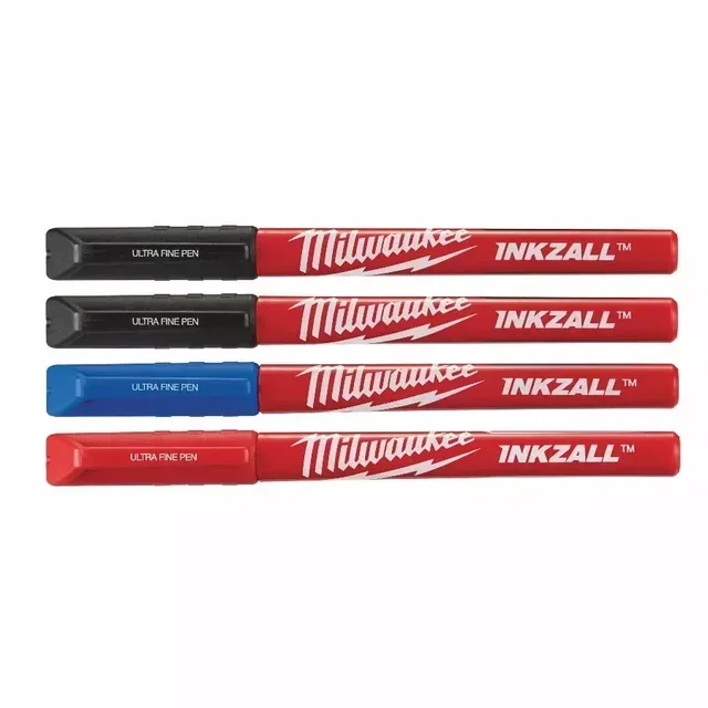 MILWAUKEE Inkzall Permanent Marker Fine Point 0.6mm 4 Pack Flat Cable Markers