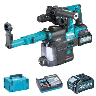 Tassellatore MAKITA 40V SDS-Plus HR002G con 2 batterie 4Ah, caricabatterie e valigetta MakPac