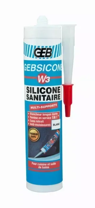 Mastic silicone anti-moisissure GEBSICONE W3 blanc 280 ml sanitaire cuisine