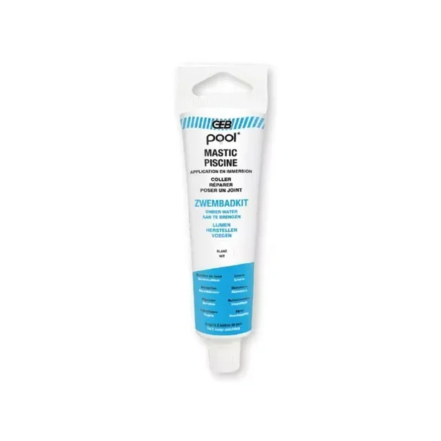 Mastic colle étanchéité piscine GEB blanc 80ml - Réf 590925