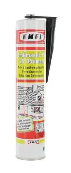 Mastic polyuréthane PU25 EMFI cartouche 300ml joint étanchéité bâtiment SNJF aluminium