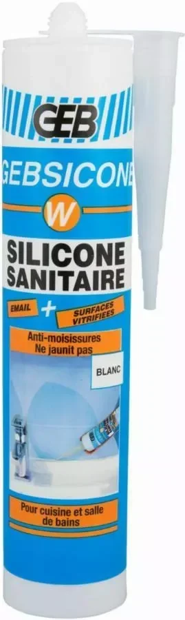 Mastic silicone acétoxy GEBSICONE W 310ml blanc sanitaire anti-moisissure