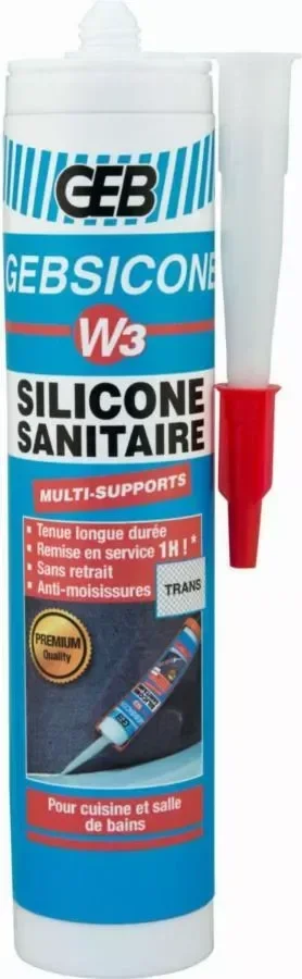 Mastic silicone acétique anti-moisissure GEBSICONE transparent 280ml