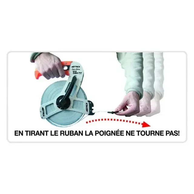 Cinta métrica larga de acero Super Action Plus Metrica 50m - mango ergonómico patentado, gancho magnético
