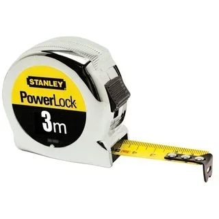 Flessometro Stanley Powerlock 3m professionale cromato con nastro mylar