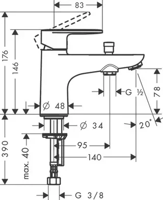 Mitigeur bain douche Hansgrohe Vernis Blend chromé monotrou