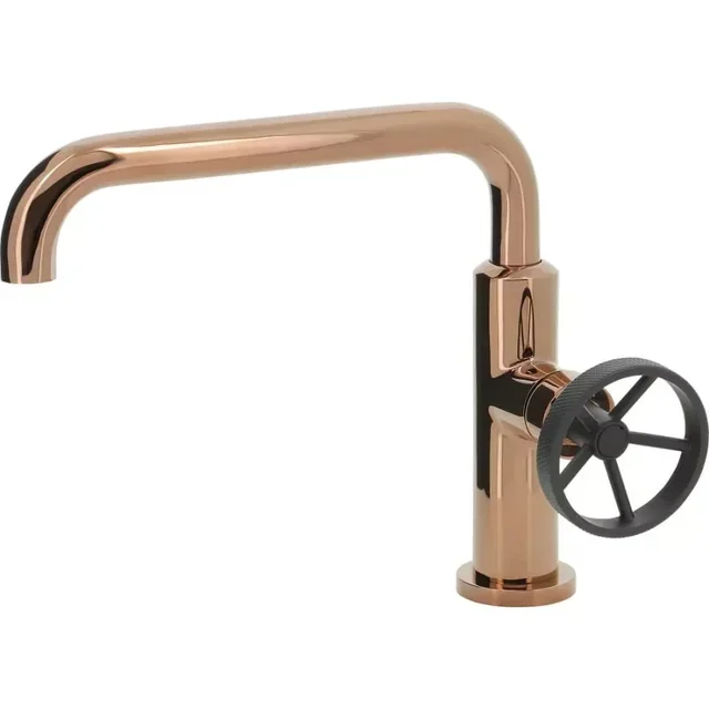 Grifo de Lavabo Oro Rosa PVD THERMADOR VAT15RG Diseño Industrial Caño Alto Cuadrado
