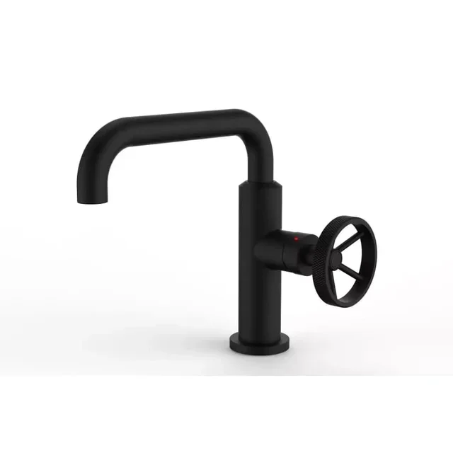 Grifo de lavabo industrial negro mate THERMADOR VAT15N con caño alto cuadrado