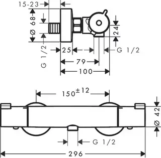 Hansgrohe Ecostat 1001 CL Chrom Thermostat Duscharmatur 150mm