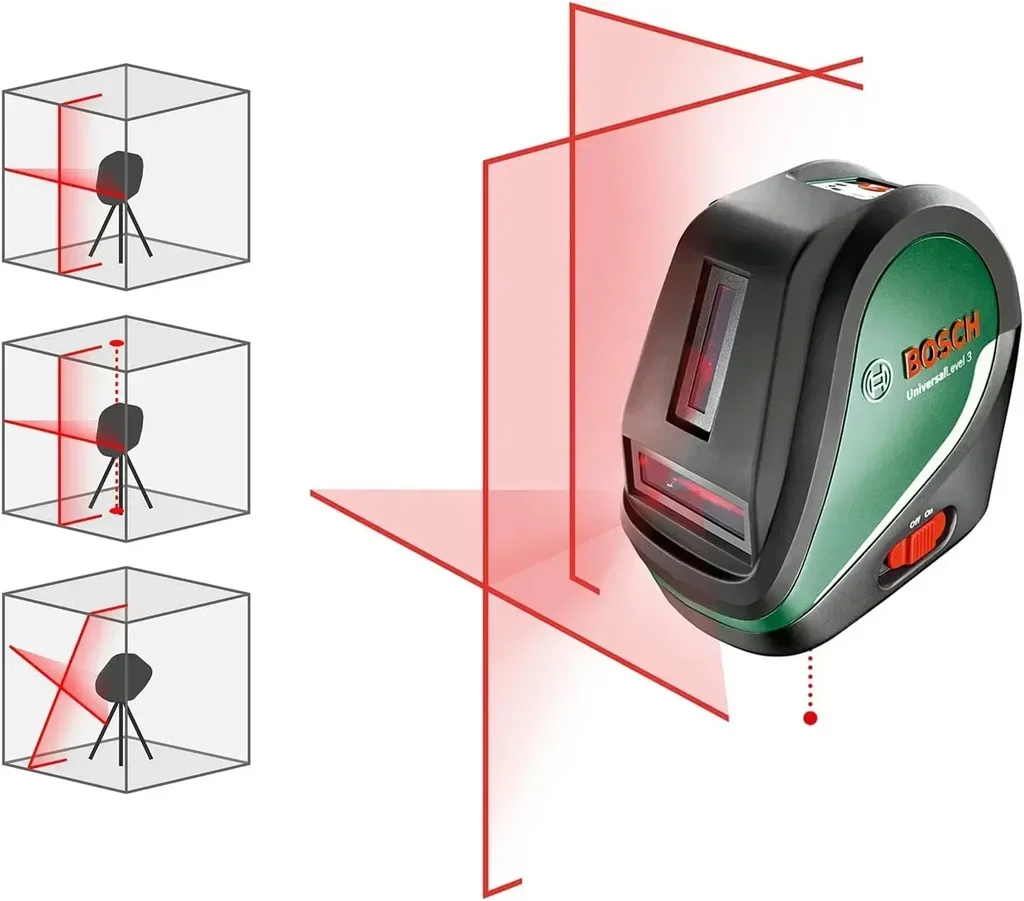 Bosch 3-Linien Universal Laser Level - Vertikales Kreuz Lotpunkt mit Tasche