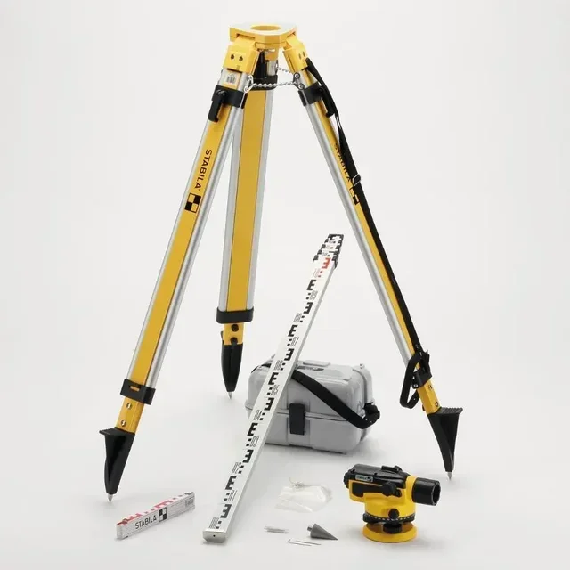 STABILA OLS26 Optisches Nivelliergerät 26-fach Vergrößerung 18460 mit 5/8" Stativ IP54 Staub Wassergeschützt