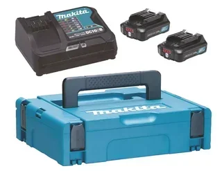 Kit 2 Batterie Makita BL1021B 12V 2Ah + Caricabatterie DC10SA + Valigetta Makpac - Set Batteria Utensile