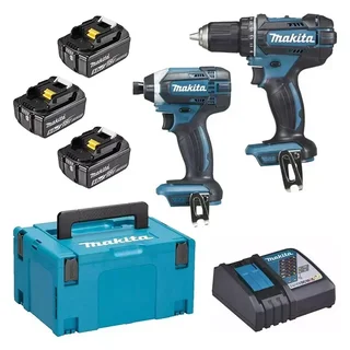 Kit 2 macchine MAKITA 18V 5Ah: trapano avvitatore + avvitatore a percussione con 3 batterie e caricabatterie rapido