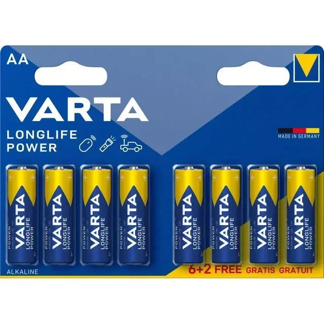 Pack 8 piles alcalines AA Varta LongLife Power 546597