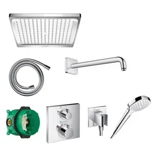 Pack douche encastré Ecostat Square chromé thermostatique 240mm