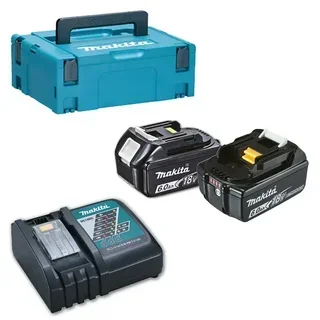 Pack 2 batterie Makita 18V 6Ah BL1860B + caricabatterie + valigetta MAKPAC