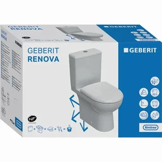 Pacco WC sospeso Renova Geberit con copriwater in duroplast, vaso Rimfree senza bordo, doppio tasto 6L, rif. 501.866.00.1