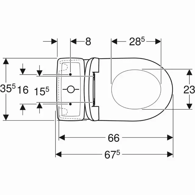 Pack inodoro suspendido Renova Geberit con tapa duroplast, taza Rimfree sin reborde, doble pulsador 6L, ref. 501.866.00.1