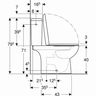 Pacco WC sospeso Renova Geberit con copriwater in duroplast, vaso Rimfree senza bordo, doppio tasto 6L, rif. 501.866.00.1
