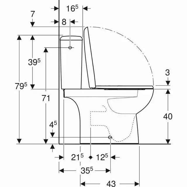 Pacco WC sospeso Renova Geberit con copriwater in duroplast, vaso Rimfree senza bordo, doppio tasto 6L, rif. 501.866.00.1