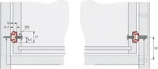 Coulisse à billes HETTICH KA 1730 350mm rainure 17mm acier zingué tiroir 10kg