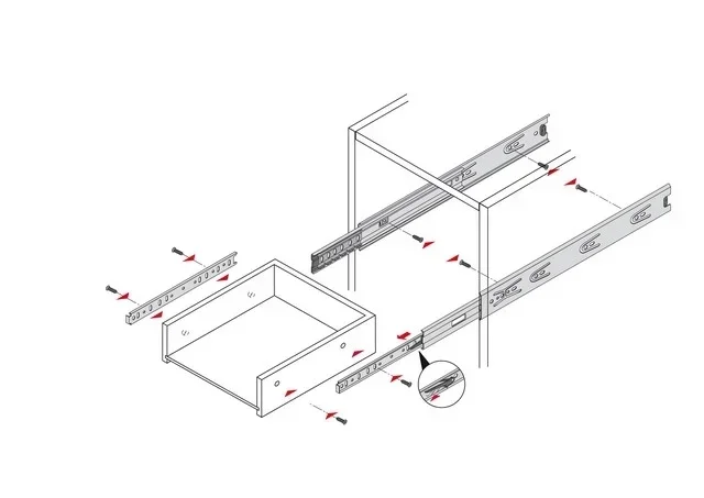 Paire de coulisses HETTICH KA5632 250mm 45kg pour tiroir à sortie totale