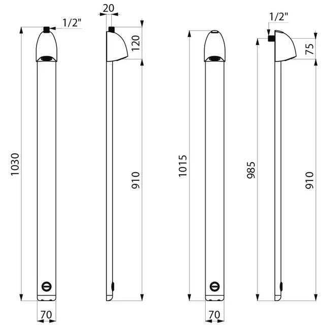 Panneau douche temporisé Sporting 2 DELABIE aluminium anodisé jet pluie PMR 714700DP