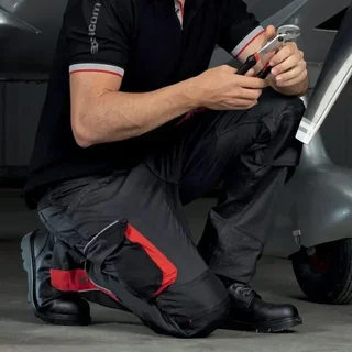 Pantalón de trabajo FACOM FXWW1011E negro gris rojo mecánico stretch multibolsillos