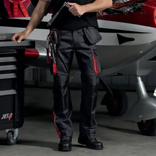 Pantalón de Trabajo Stretch Facom Ultimate Negro Gris Rojo Bolsillos Flotantes FXWW1020E