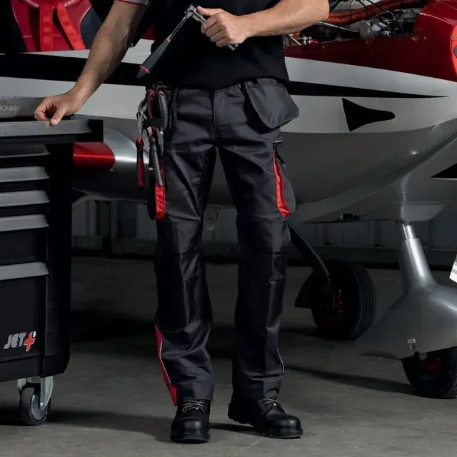 Pantalón de Trabajo Stretch Facom Ultimate Negro Gris Rojo Bolsillos Flotantes FXWW1020E