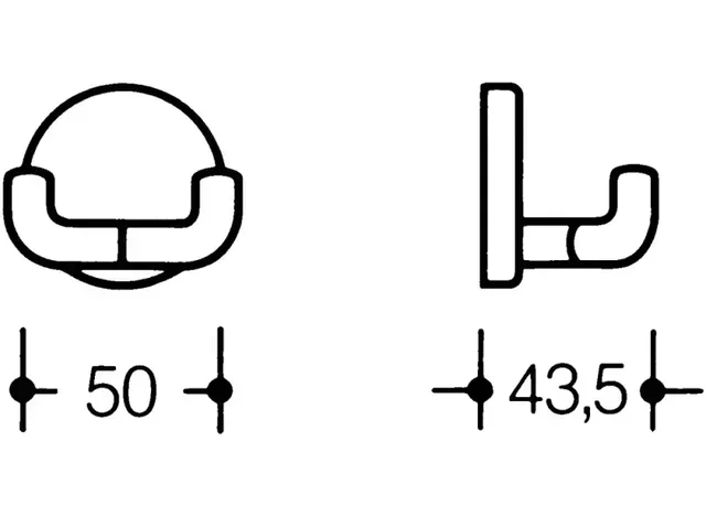 Patère murale HEWI nylon blanc double crochet antivol réf. 477.90.025