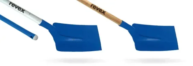 Square shovel swan neck REVEX 270 mm boron micro-alloyed steel 1.65 mm