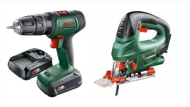 Perceuse percussion + scie sauteuse Bosch 18V 2 batteries 2Ah