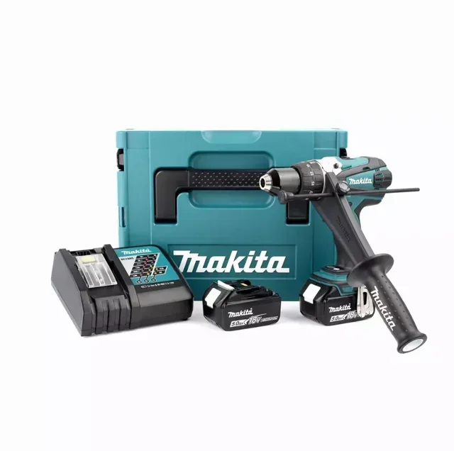 Perceuse-visseuse percussion Makita DHP458RTJ 18V 5Ah 2 batteries coffret MakPac