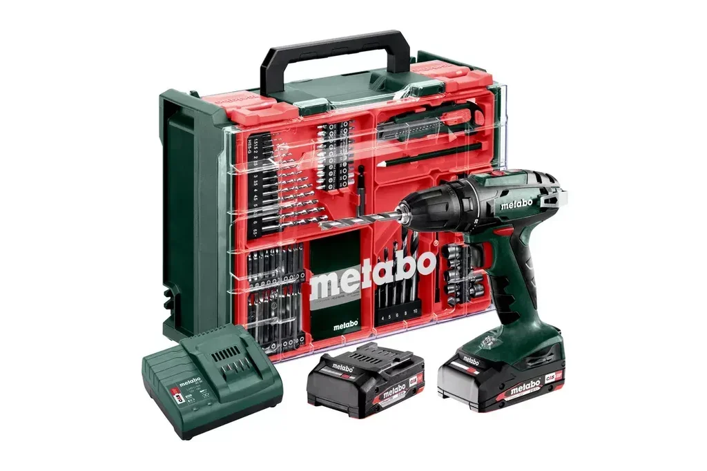 Perceuse-visseuse sans fil METABO 18V BS18 avec 2 batteries 2Ah, chargeur et coffret 74 accessoires