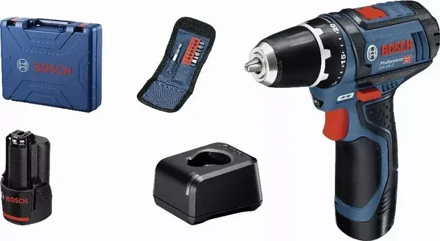 Perceuse visseuse BOSCH GSR 12V-15 sans fil 2 batteries 2Ah coffret