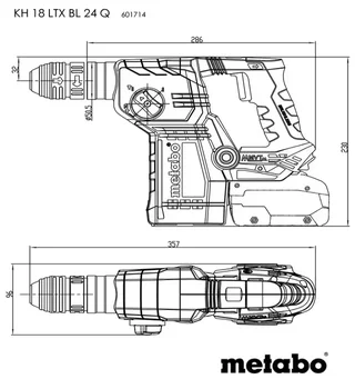 Perforateur-burineur METABO KH 18 LTX 18V + extracteur + 2 batteries 5.5Ah